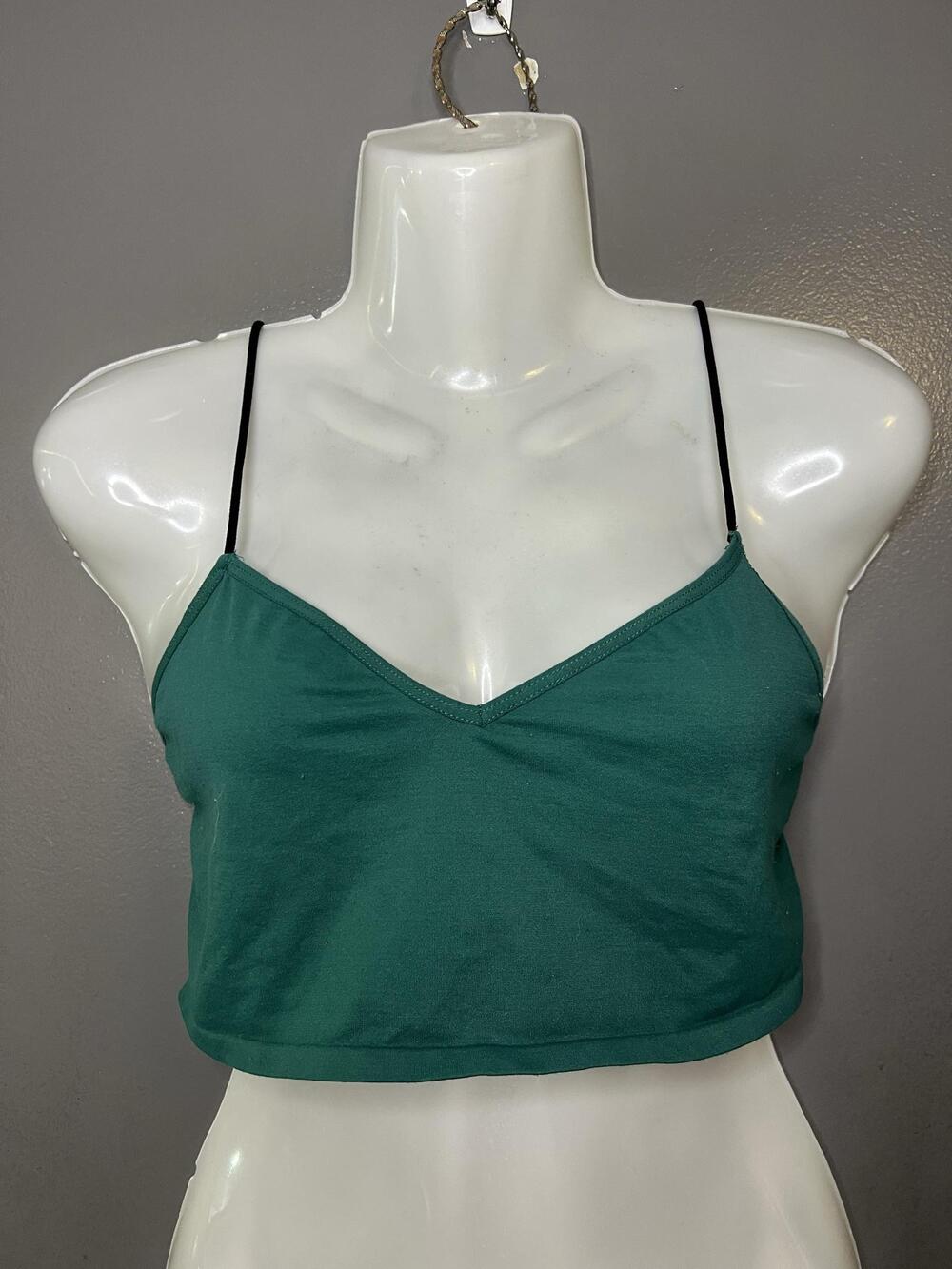 Intimately Free People Bralette Bra Womens Medium Green V Neck Wireless Crop Top